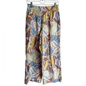 C&C California Wide Leg Multi Color 100% Linen Flowy Pants Size Small NWOT